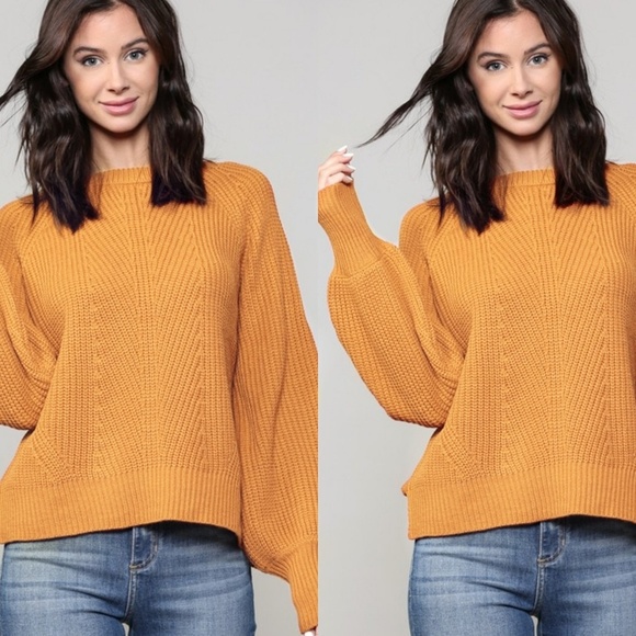 Sweaters - Fall orange billowy sleeve sweater